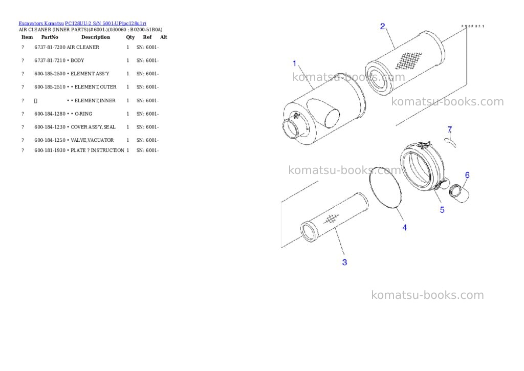 Komatsu pc128uu-2 s/n 5001-up Parts catalog cover Page 5