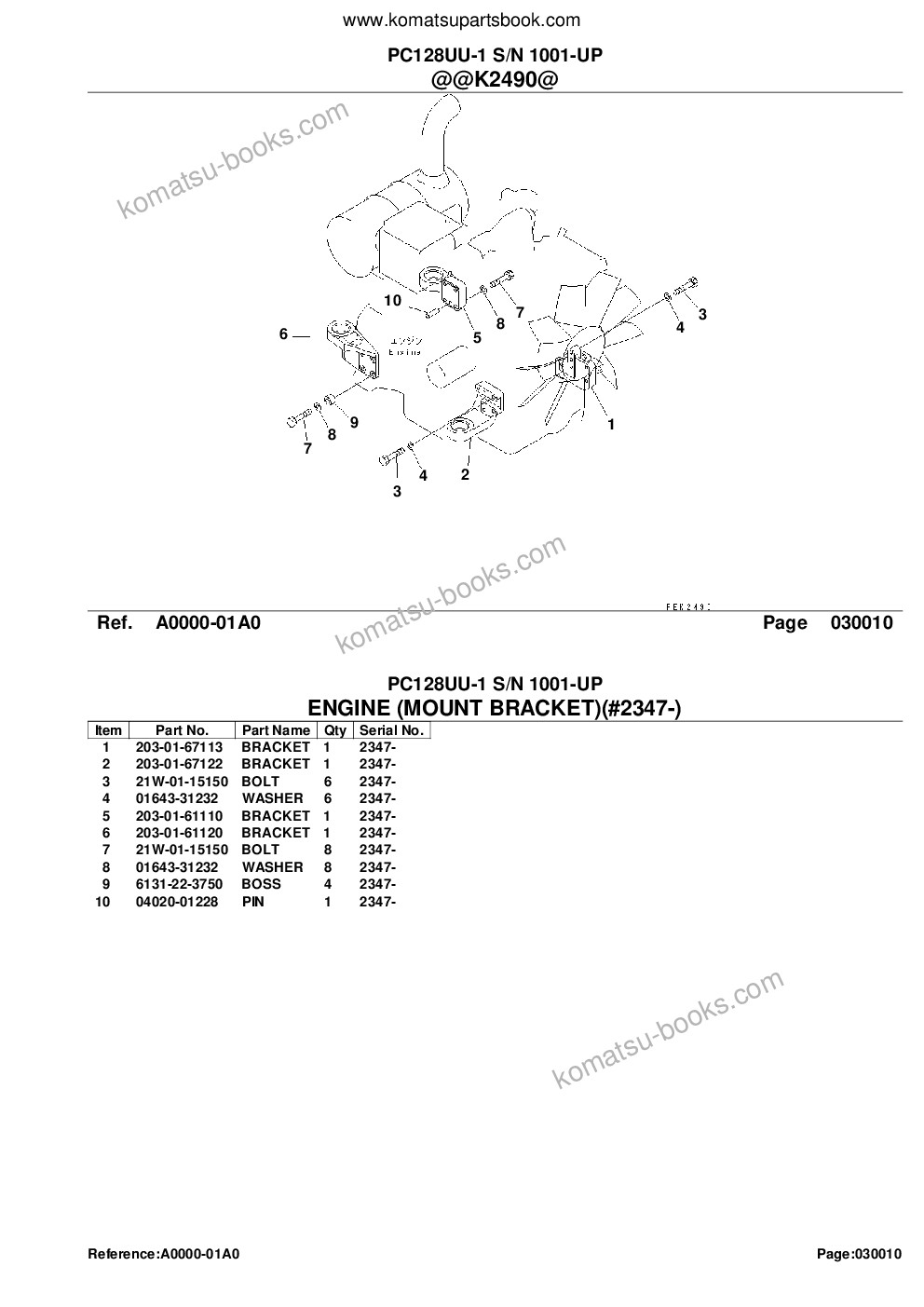 Komatsu PC128UU-1 S/N 1001-UP كتالوج قطع الغلاف صفحة 3