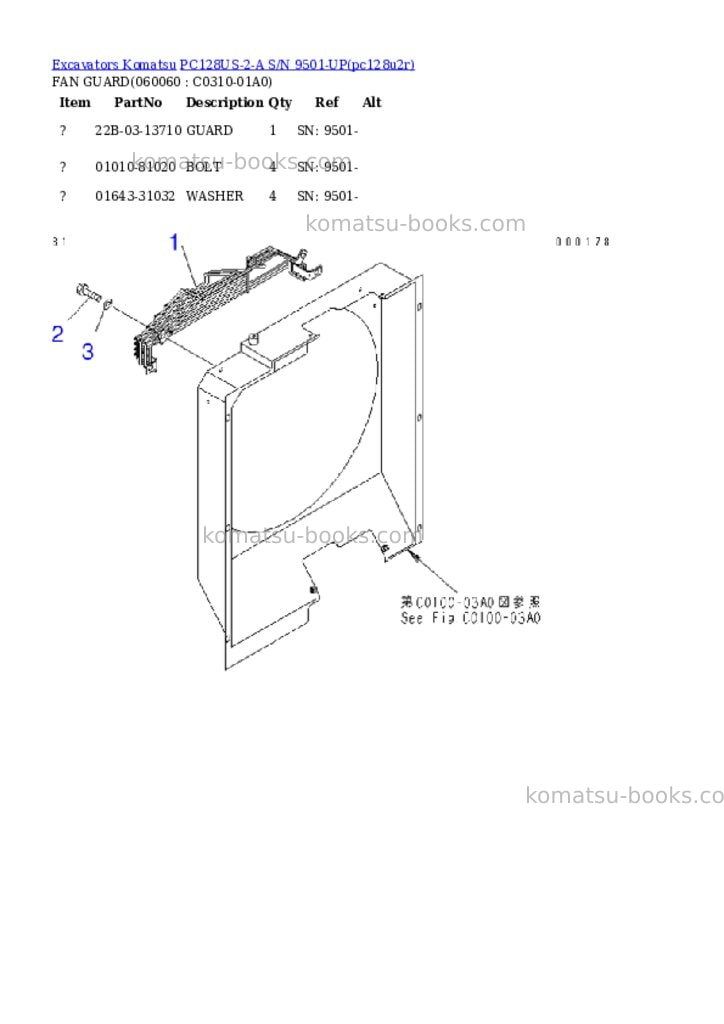 Komatsu pc128us-2-a s/n 9501-up Parts catalog cover Page 10 Komatsu pc128us-2-a s/n 9501-up Parts catalog cover Page 10