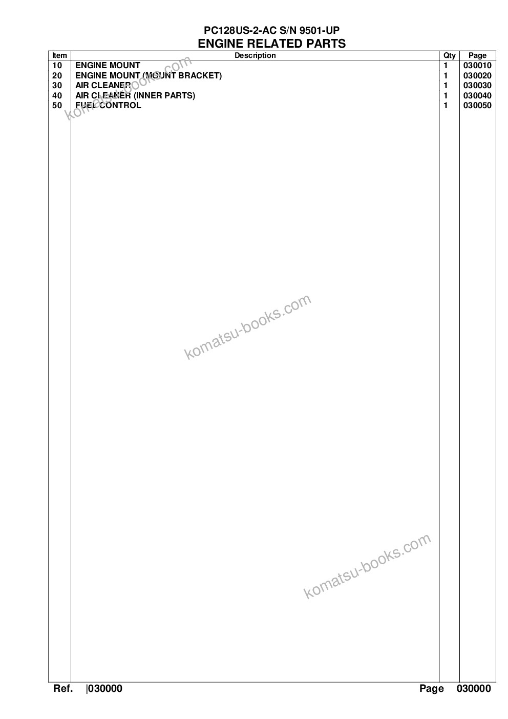 Komatsu pc128us-2-ac s/n 9501-up Parts catalog cover Page 2