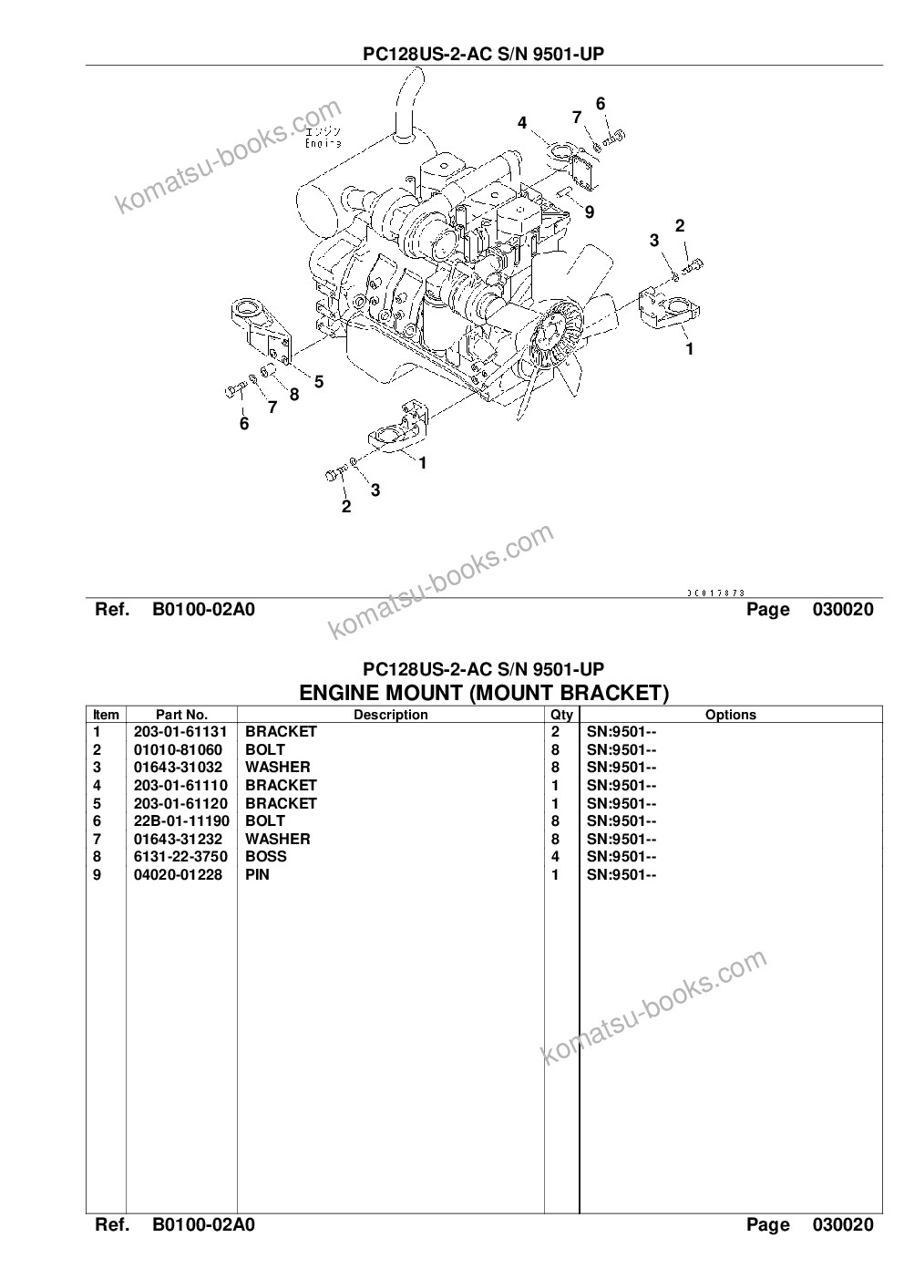 Komatsu pc128us-2-ac s/n 9501-up Parts catalog cover Page 4