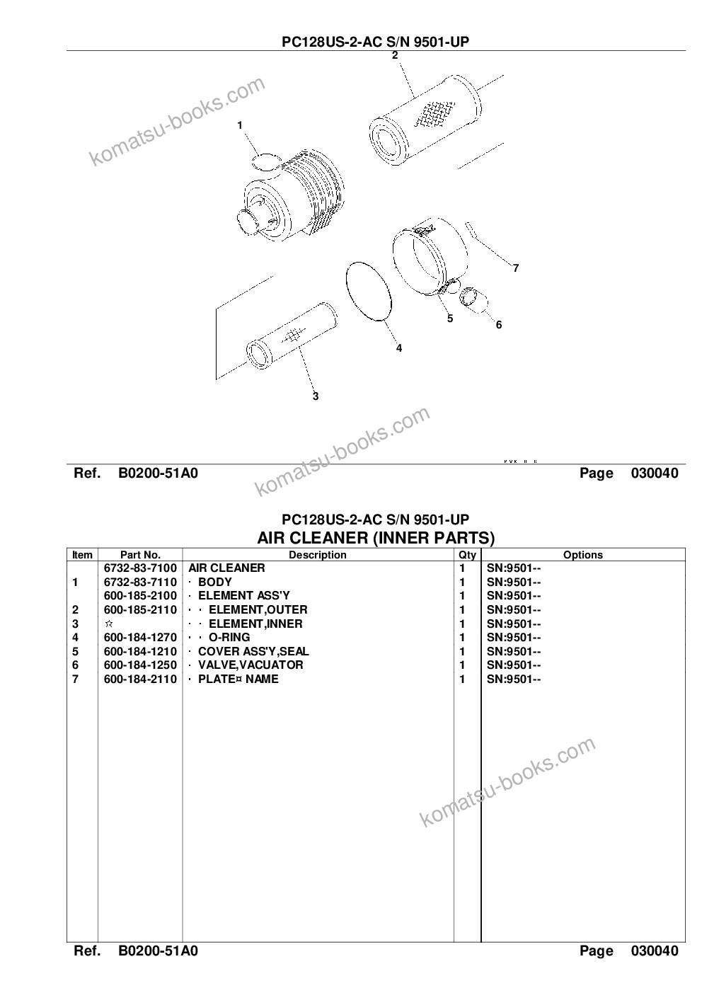 Komatsu pc128us-2-ac s/n 9501-up Parts catalog cover Page 6