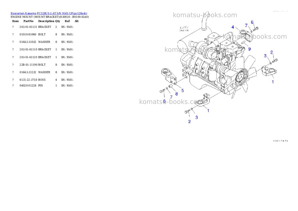 Komatsu pc128us-2-at s/n 9501-up Parts catalog cover