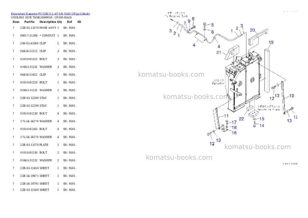 Komatsu pc128us-2-at s/n 9501-up Parts catalog cover Page 9