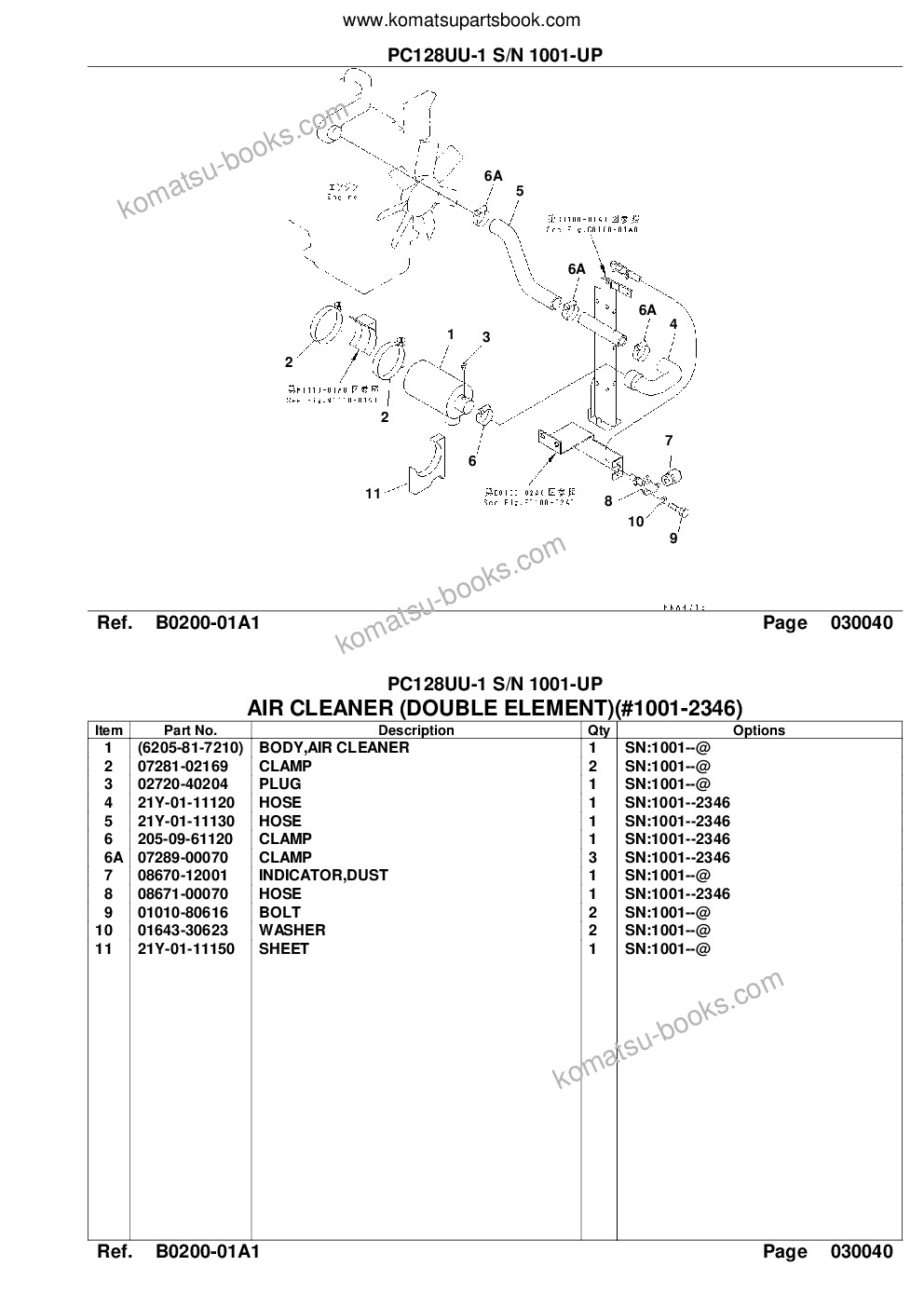Komatsu pc128uu-1 s/n 1001-up Parts catalog cover Page 6