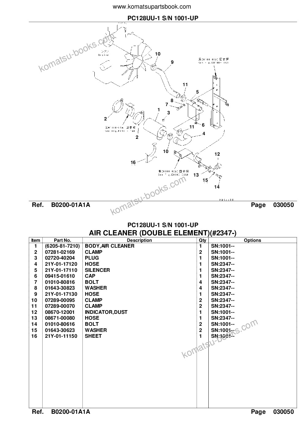 Komatsu pc128uu-1 s/n 1001-up Parts catalog cover Page 7