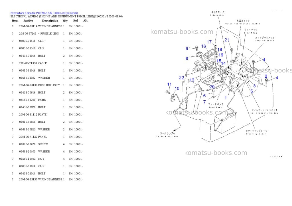 Komatsu PC12R-8 S/N 10001-UP Parts catalog cover Page 10 Komatsu PC12R-8 S/N 10001-UP Parts catalog cover Page 10