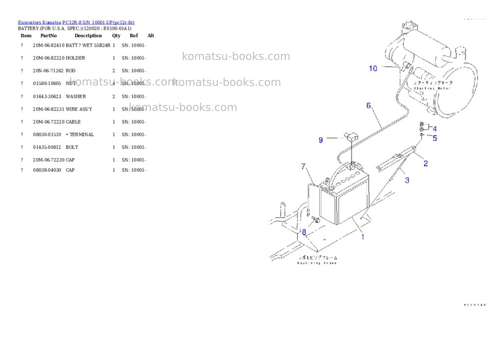 Komatsu PC12R-8 S/N 10001-UP Parts catalog cover Page 9 Komatsu PC12R-8 S/N 10001-UP Parts catalog cover Page 9