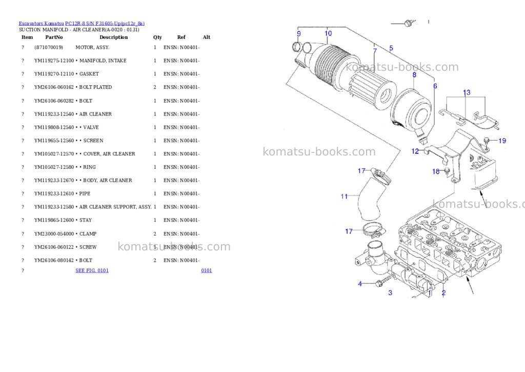 Komatsu pc12r-8 s/n f31605-up Parts catalog cover