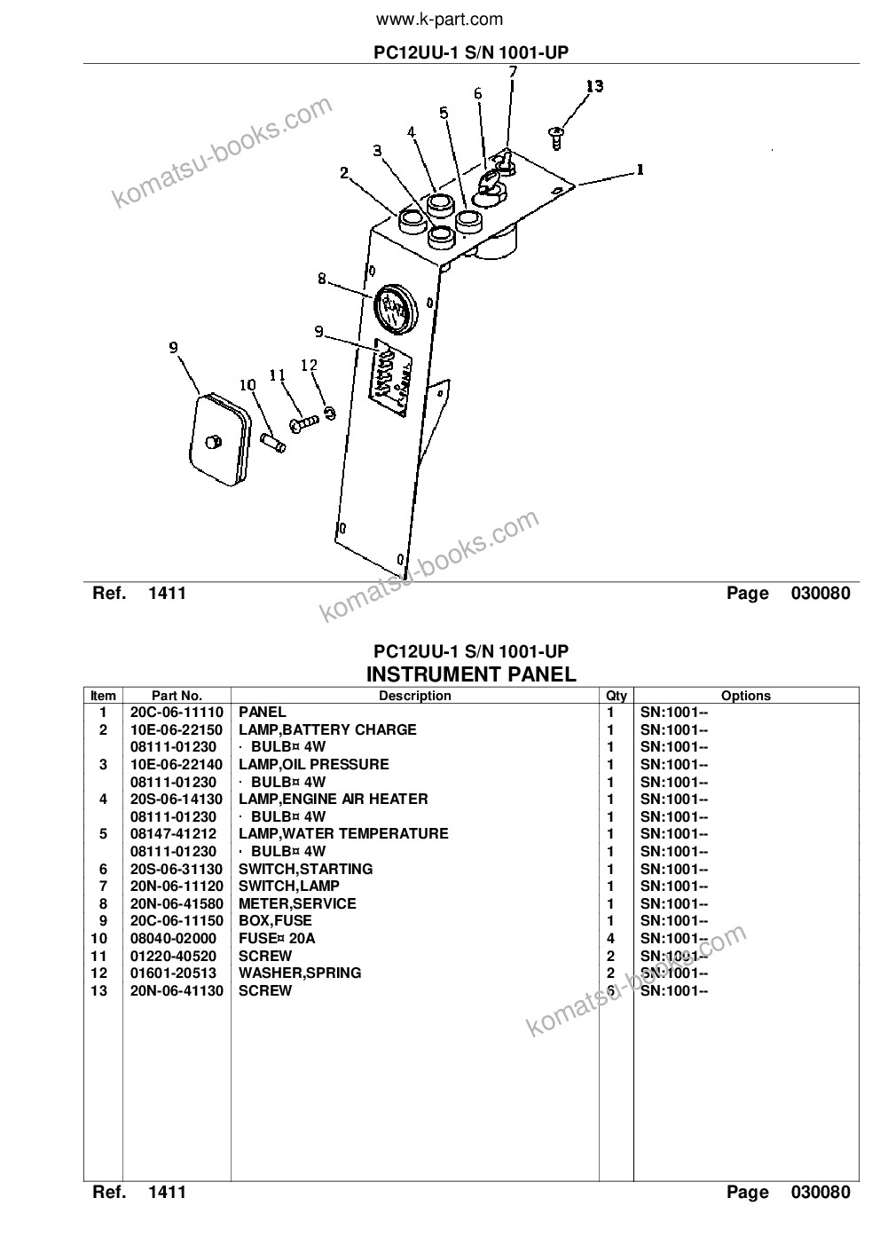 Komatsu PC12UU-1 S/N 1001-UP Parts catalog cover Page 10