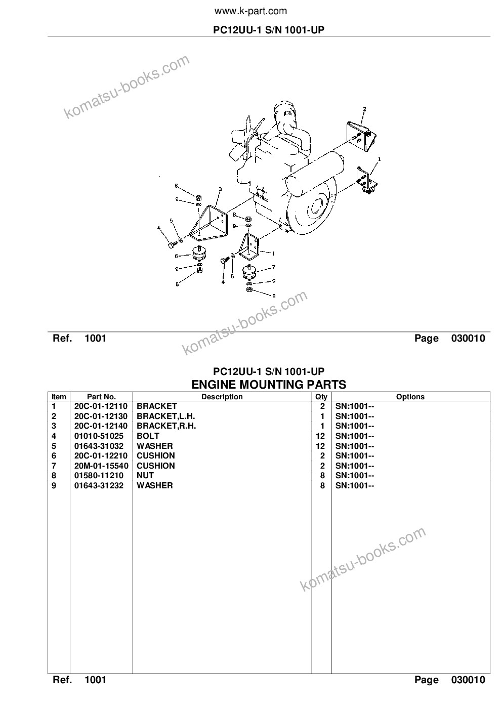 Komatsu PC12UU-1 S/N 1001-UP Parts catalog cover Page 3