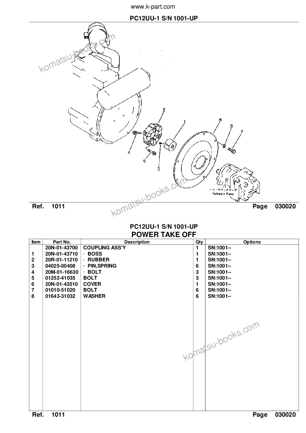 Komatsu PC12UU-1 S/N 1001-UP Parts catalog cover Page 4