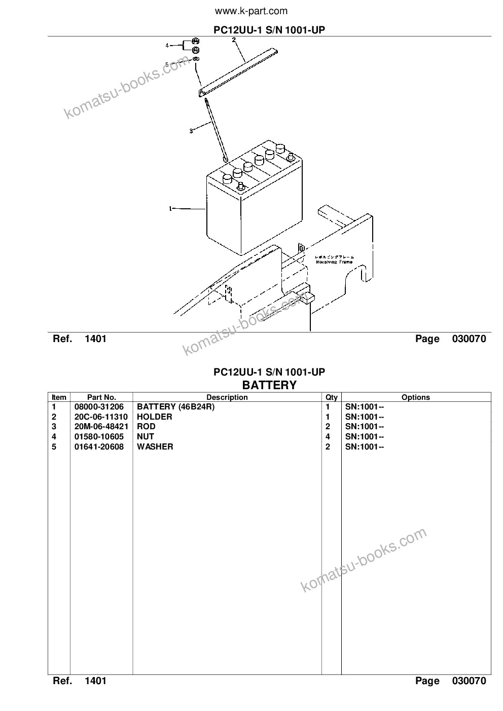 Komatsu PC12UU-1 S/N 1001-UP Parts catalog cover Page 9