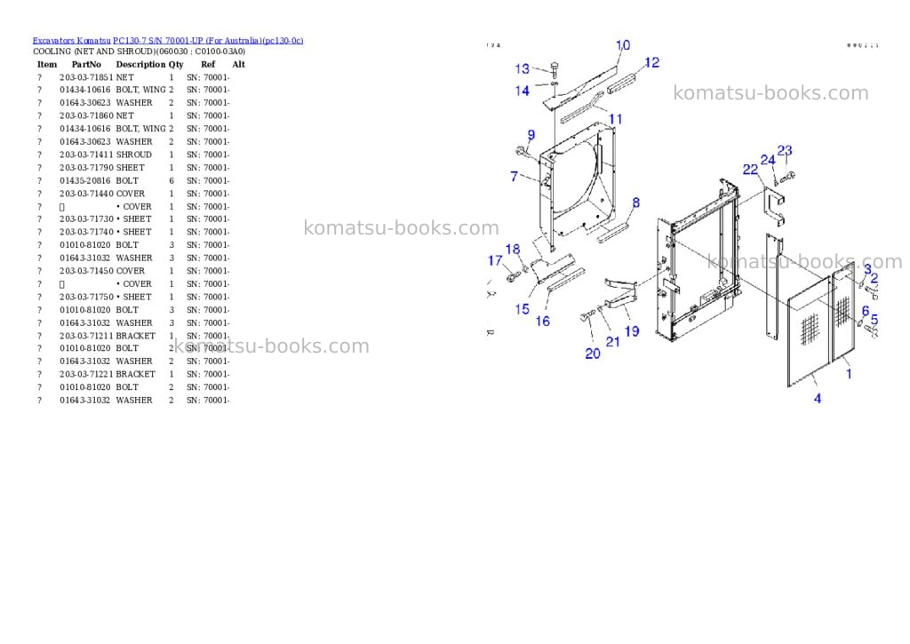 Komatsu pc130-7 s/n 70001-up for australia Parts catalog cover Page 10 Komatsu pc130-7 s/n 70001-up for australia Parts catalog cover Page 10