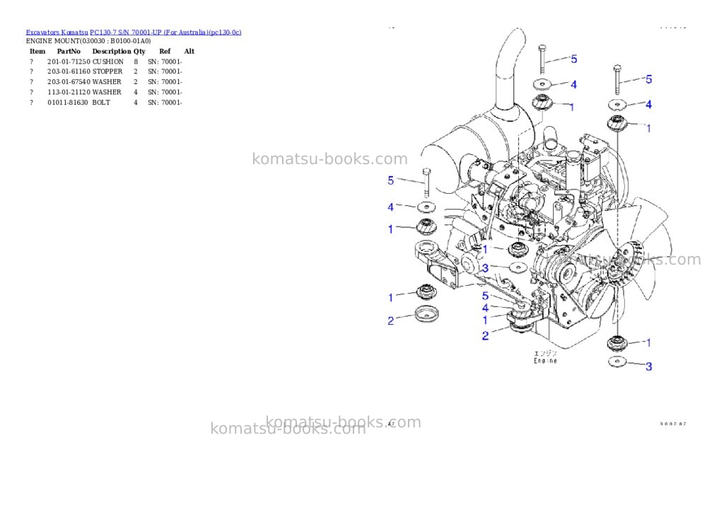 Komatsu pc130-7 s/n 70001-up for australia Parts catalog cover Page 2 Komatsu pc130-7 s/n 70001-up for australia Parts catalog cover Page 2
