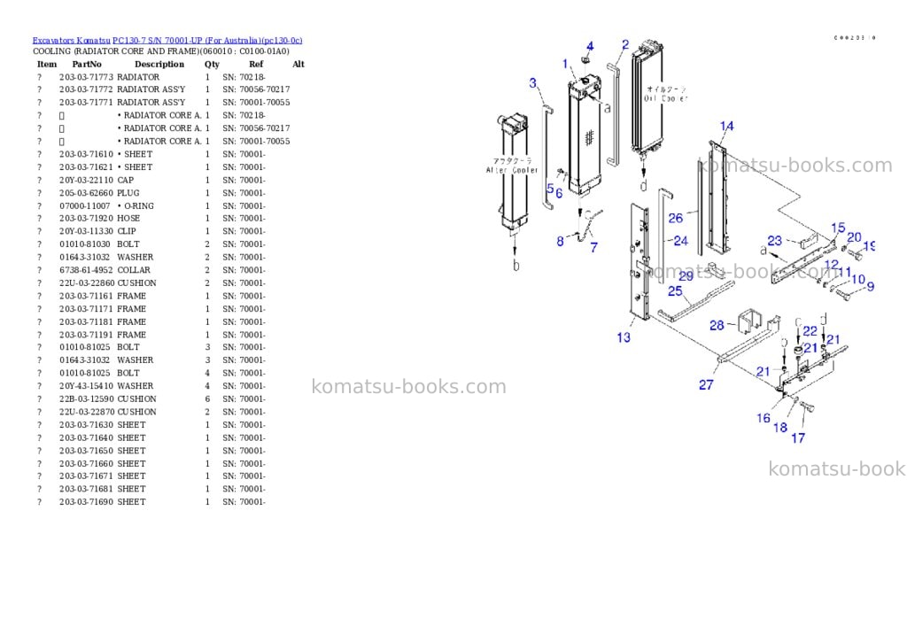Komatsu pc130-7 s/n 70001-up for australia Parts catalog cover Page 8 Komatsu pc130-7 s/n 70001-up for australia Parts catalog cover Page 8