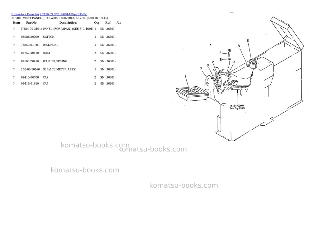 Komatsu pc130-5s s/n 36601-up Parts catalog cover Page 10