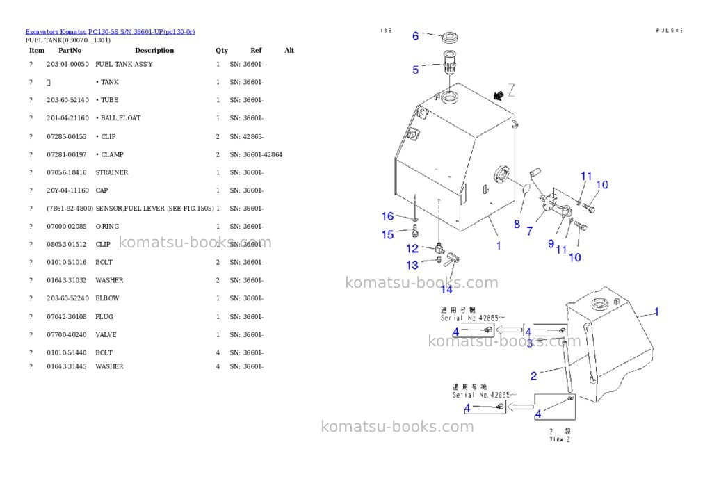 Komatsu pc130-5s s/n 36601-up Parts catalog cover Page 6
