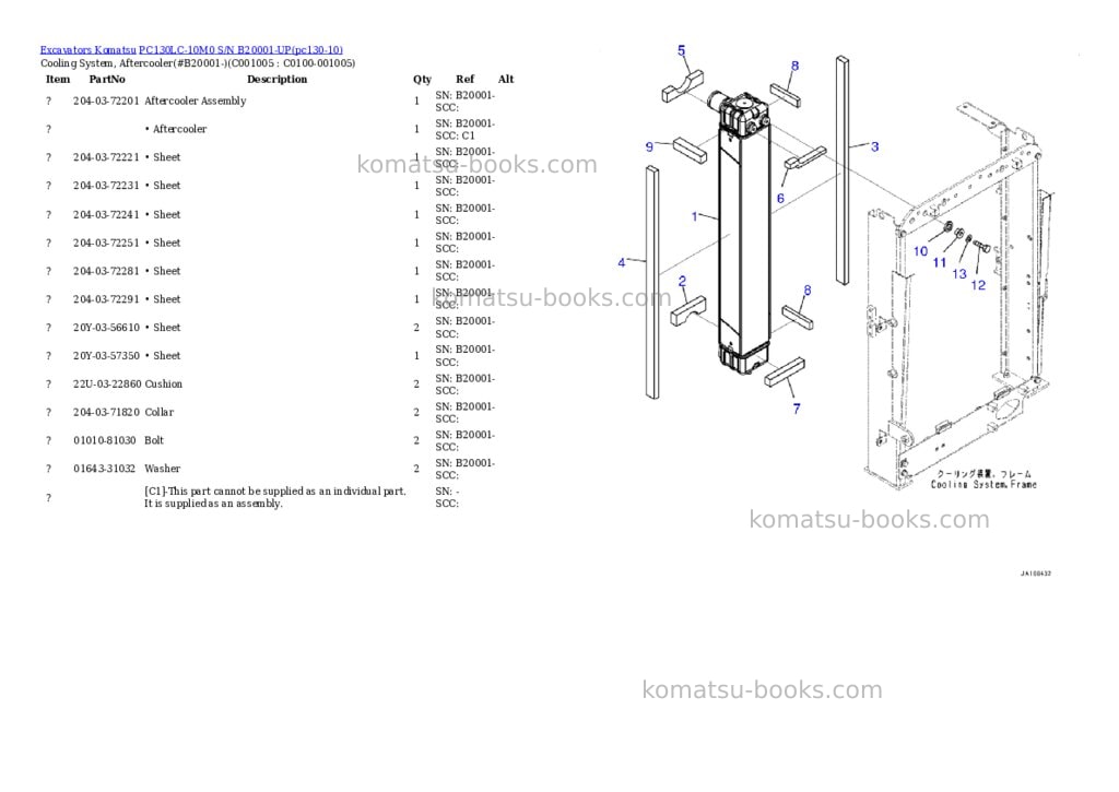 Komatsu PC130LC-10M0 S/N B20001-UP Parts catalog cover Page 10