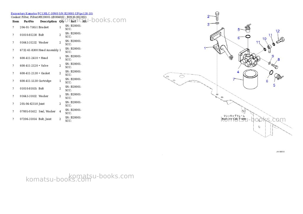 Komatsu PC130LC-10M0 S/N B20001-UP Parts catalog cover Page 5