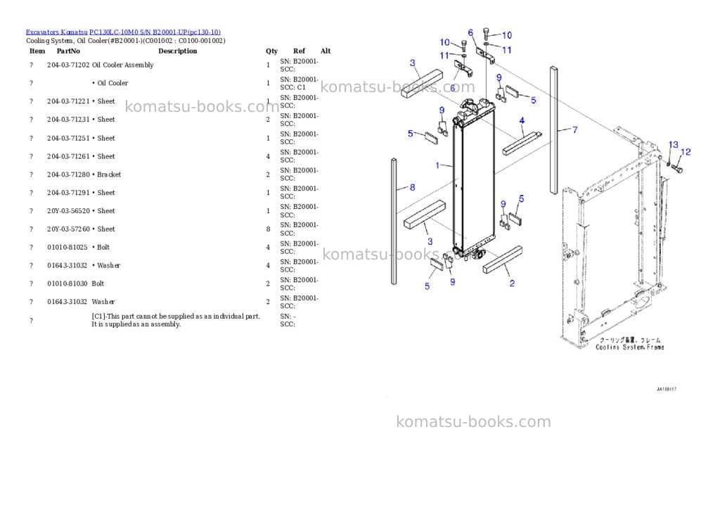 Komatsu PC130LC-10M0 S/N B20001-UP Parts catalog cover Page 7