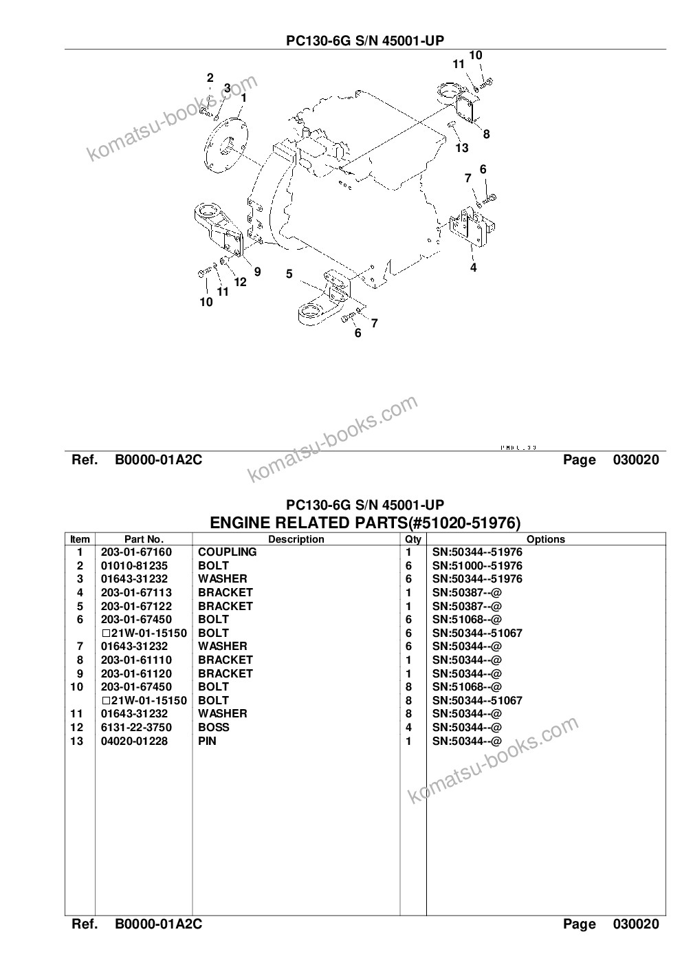 Komatsu PC130-6G S/N 45001-UP Parts catalog cover Page 4