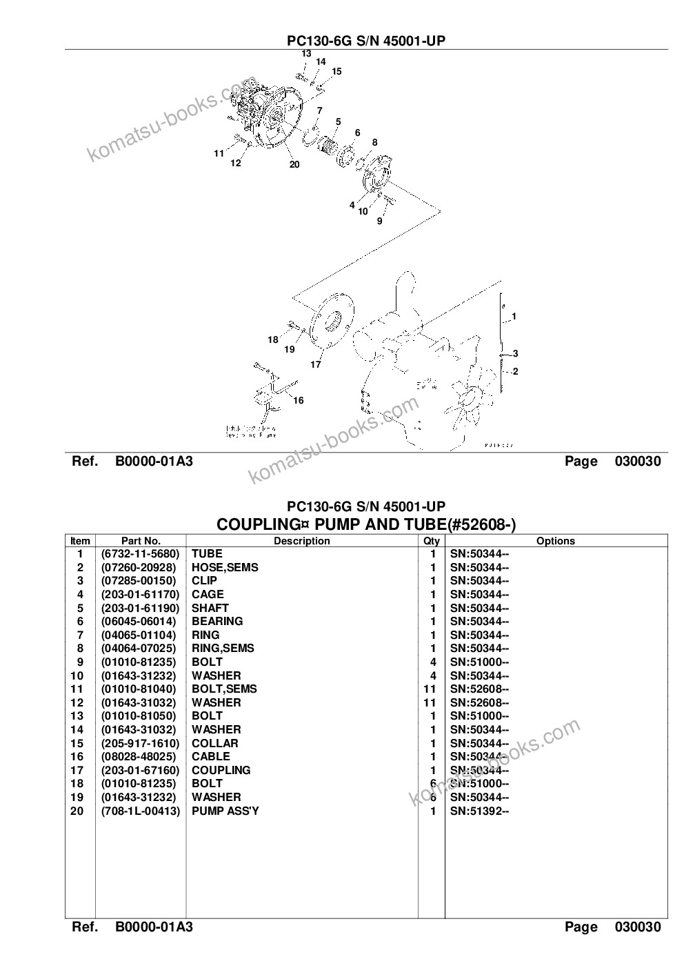 Komatsu PC130-6G S/N 45001-UP Parts catalog cover Page 5