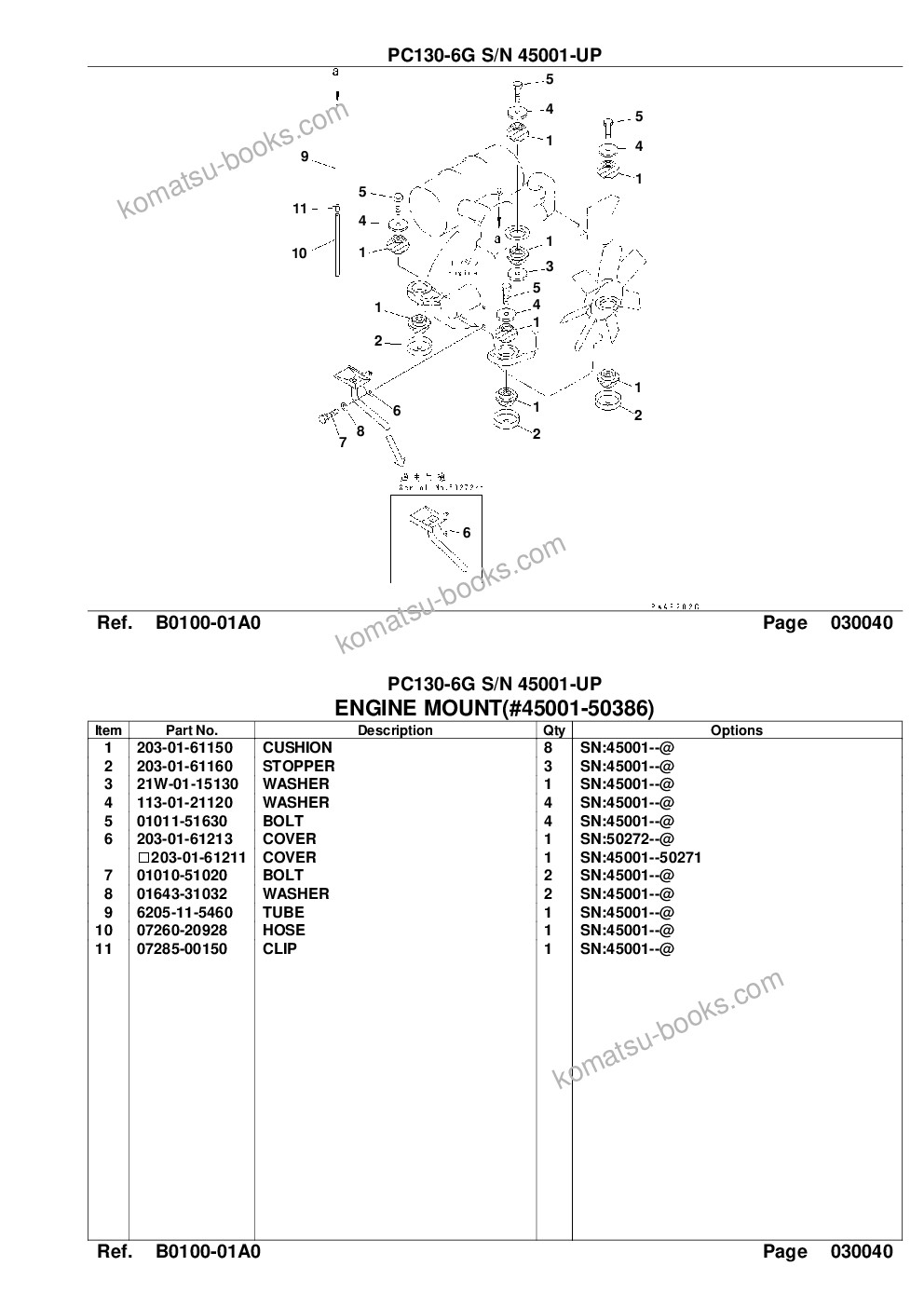 Komatsu PC130-6G S/N 45001-UP Parts catalog cover Page 6