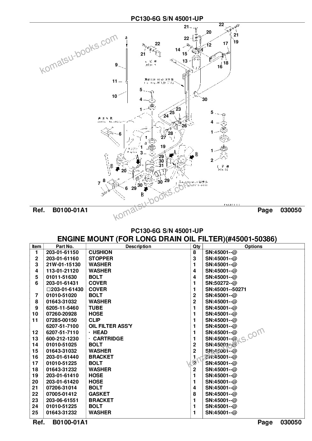 Komatsu PC130-6G S/N 45001-UP Parts catalog cover Page 7