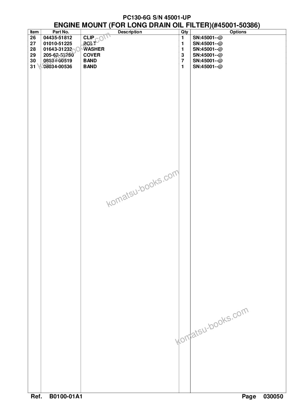 Komatsu PC130-6G S/N 45001-UP Parts catalog cover Page 8