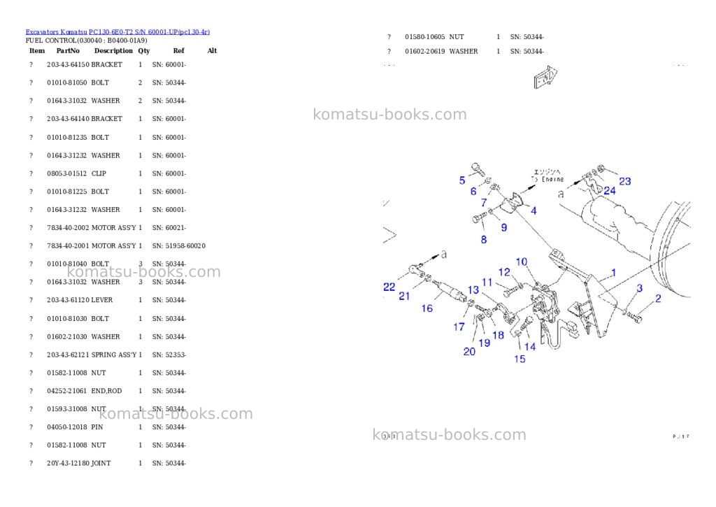 Komatsu pc130-6e0-t2 s/n 60001-up Parts catalog cover Page 3