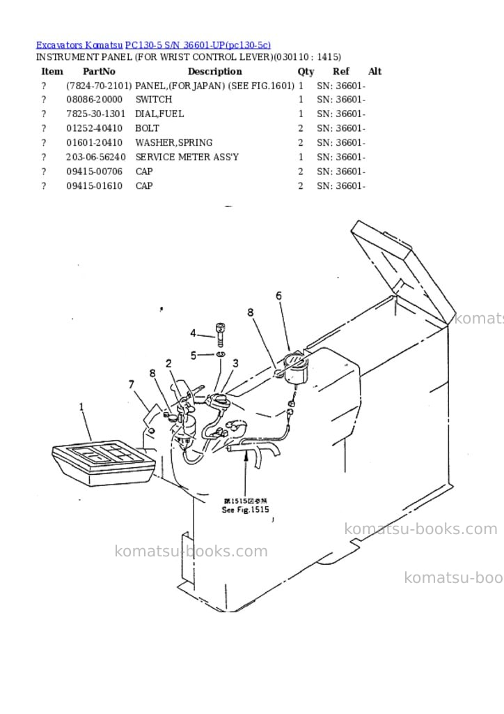 Komatsu PC130-5 S/N 36601-UP Parts catalog cover Page 10 Komatsu PC130-5 S/N 36601-UP Parts catalog cover Page 10
