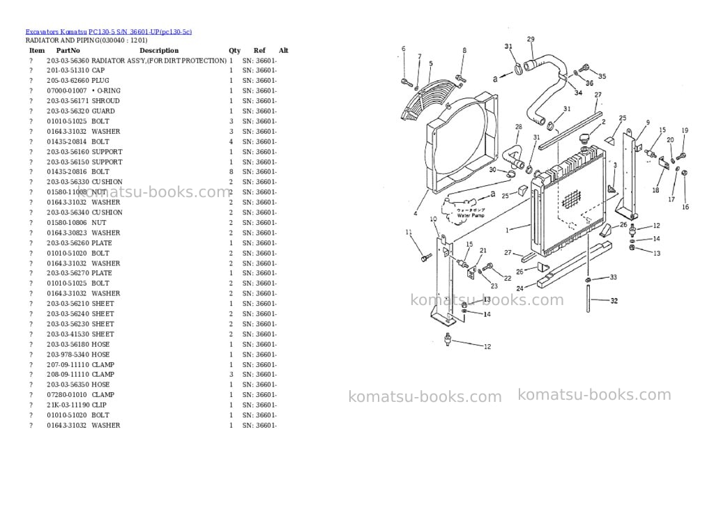 Komatsu PC130-5 S/N 36601-UP Parts catalog cover Page 3 Komatsu PC130-5 S/N 36601-UP Parts catalog cover Page 3