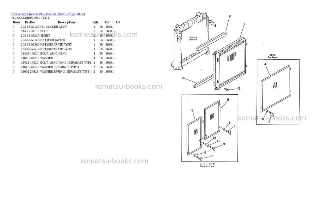 Komatsu PC130-5 S/N 36601-UP Parts catalog cover Page 4 Komatsu PC130-5 S/N 36601-UP Parts catalog cover Page 4