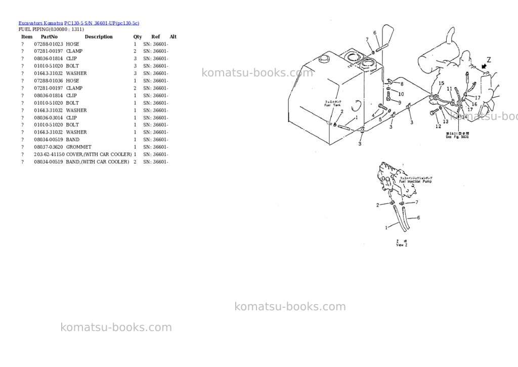 Komatsu PC130-5 S/N 36601-UP Parts catalog cover Page 7 Komatsu PC130-5 S/N 36601-UP Parts catalog cover Page 7