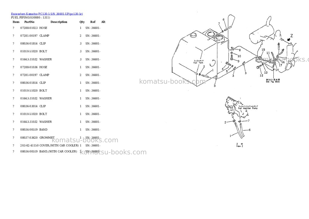 Komatsu pc130-5 s/n 36601-up Parts catalog cover Page 7 Komatsu pc130-5 s/n 36601-up Parts catalog cover Page 7