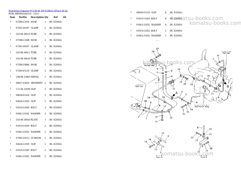 Komatsu pc130-5k s/n k20655-up Parts catalog cover Page 10