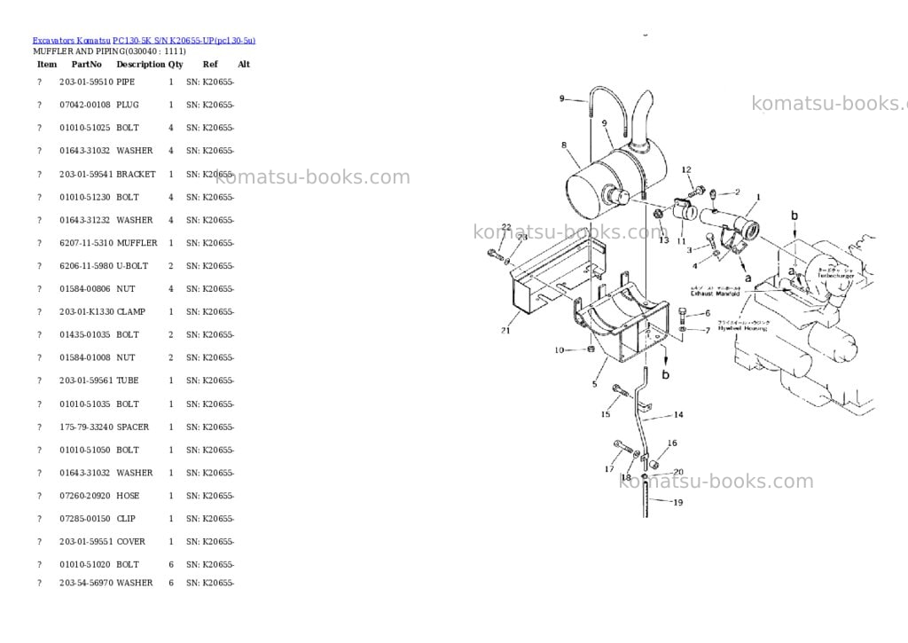 Komatsu pc130-5k s/n k20655-up Parts catalog cover Page 3