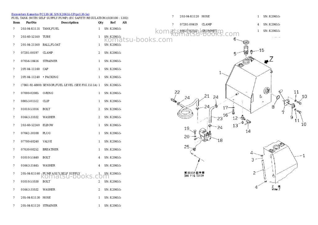 Komatsu pc130-5k s/n k20655-up Parts catalog cover Page 9