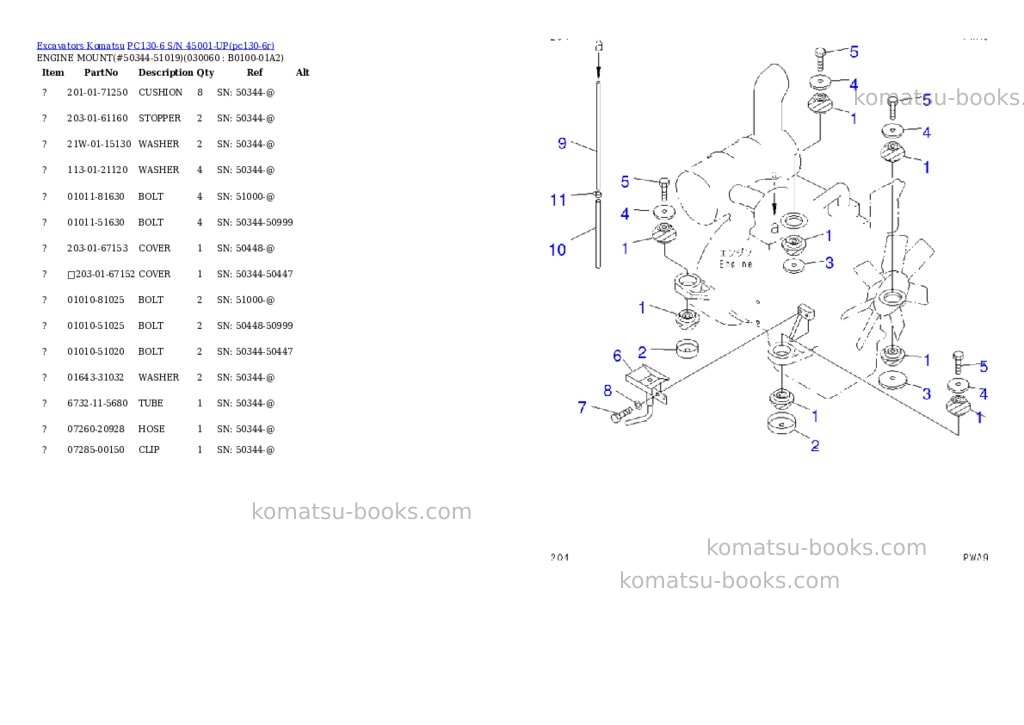 Komatsu PC130-6 S/N 45001-UP Parts catalog cover Page 3