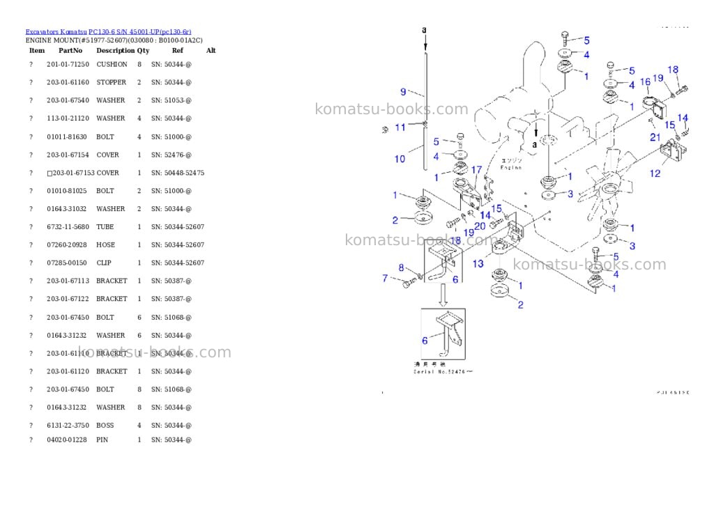 Komatsu PC130-6 S/N 45001-UP Parts catalog cover Page 5