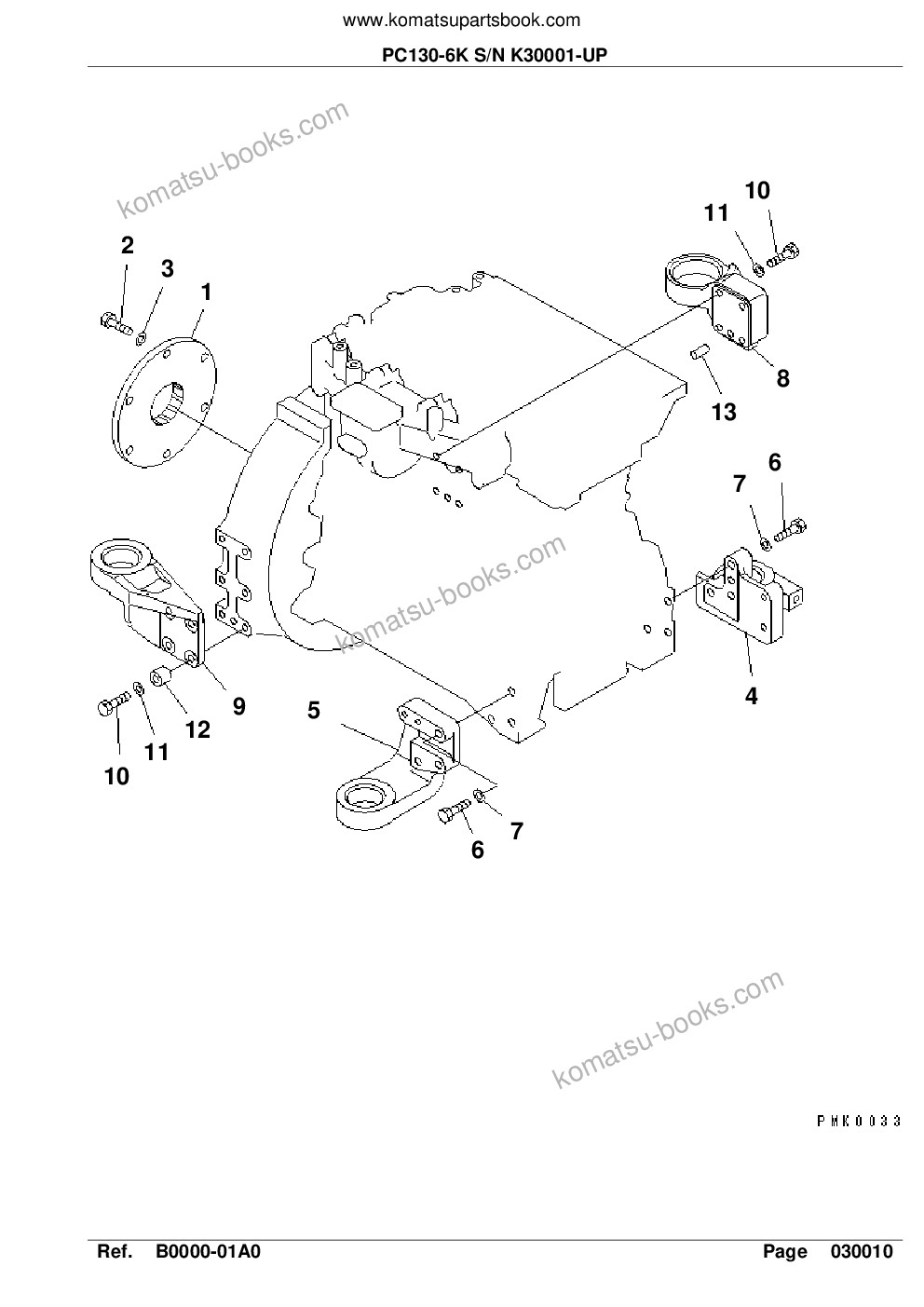 Komatsu pc130-6k s/n k30001-up Parts catalog cover Page 3