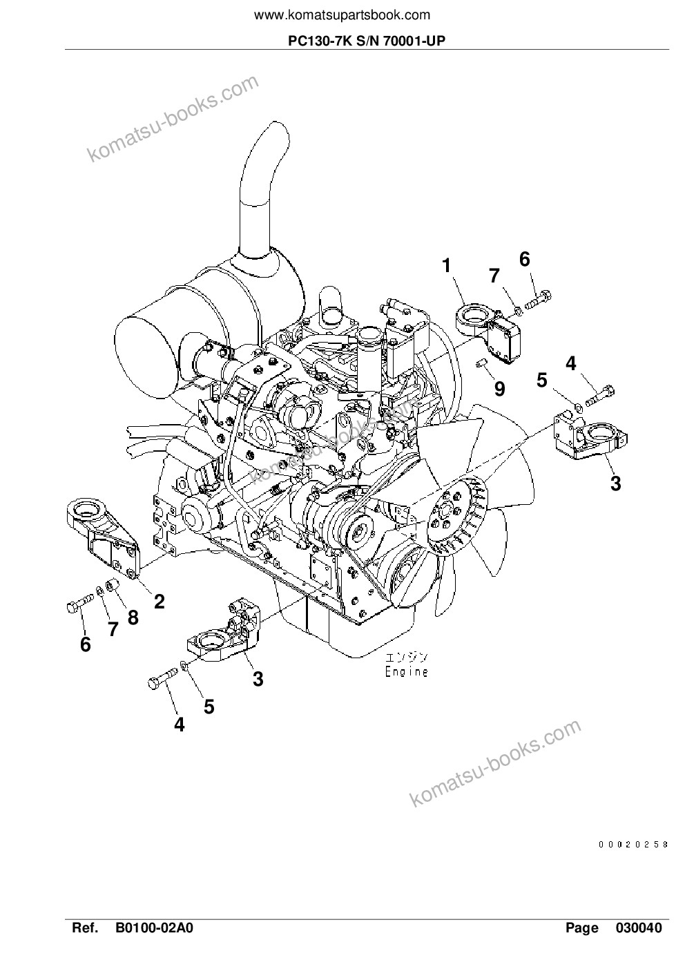 Komatsu pc130-7k s/n 70001-up Parts catalog cover Page 9