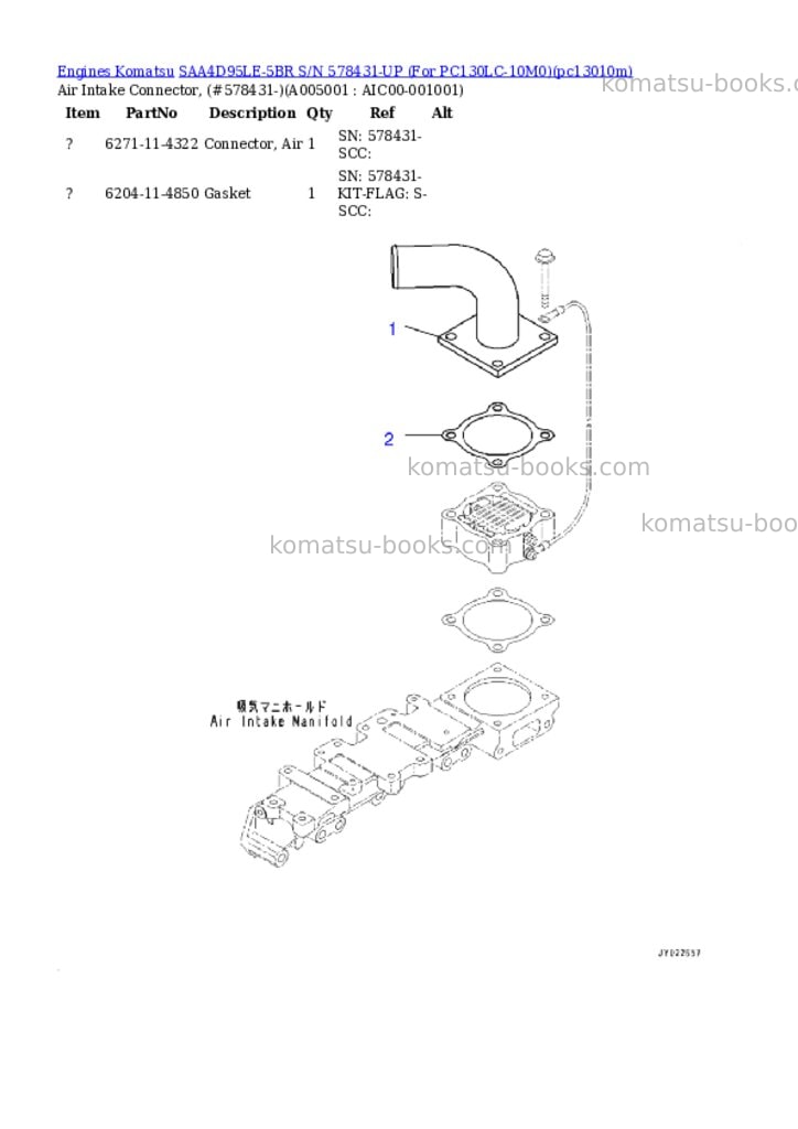 Komatsu SAA4D95LE-5BR S/N 578431-UP (For PC130LC-10M0) Parts catalog cover Page 4