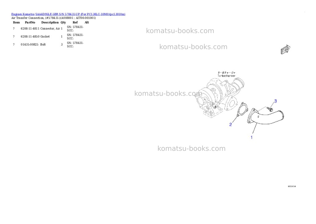 Komatsu SAA4D95LE-5BR S/N 578431-UP (For PC130LC-10M0) Parts catalog cover Page 7