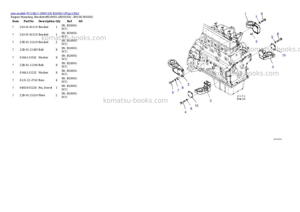 Komatsu PC130LC-10M0 S/N B20001-UP Parts catalog cover Page 2