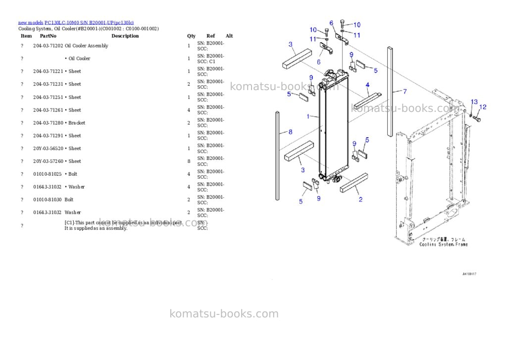 Komatsu PC130LC-10M0 S/N B20001-UP Parts catalog cover Page 8