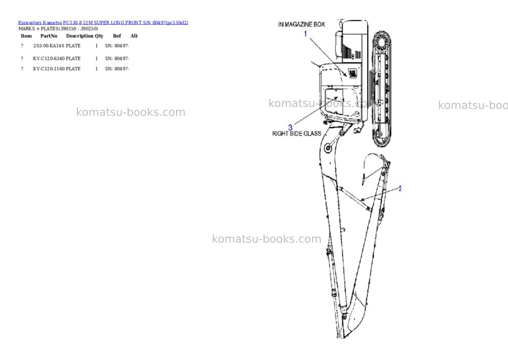 Komatsu pc130-8 12m super long front s/n 80497 Parts catalog cover Page 10