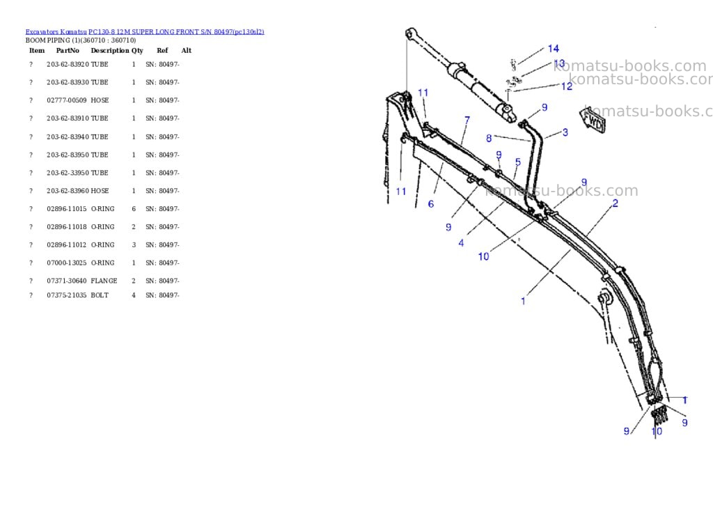 Komatsu pc130-8 12m super long front s/n 80497 Parts catalog cover Page 3