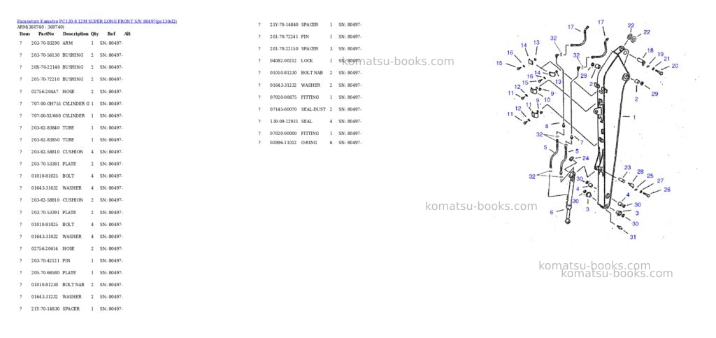 Komatsu pc130-8 12m super long front s/n 80497 Parts catalog cover Page 6